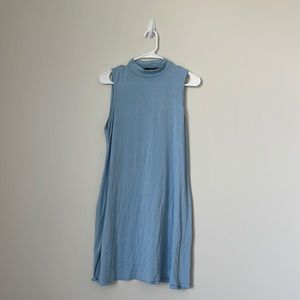 Mock neck baby blue sleeveless dress!